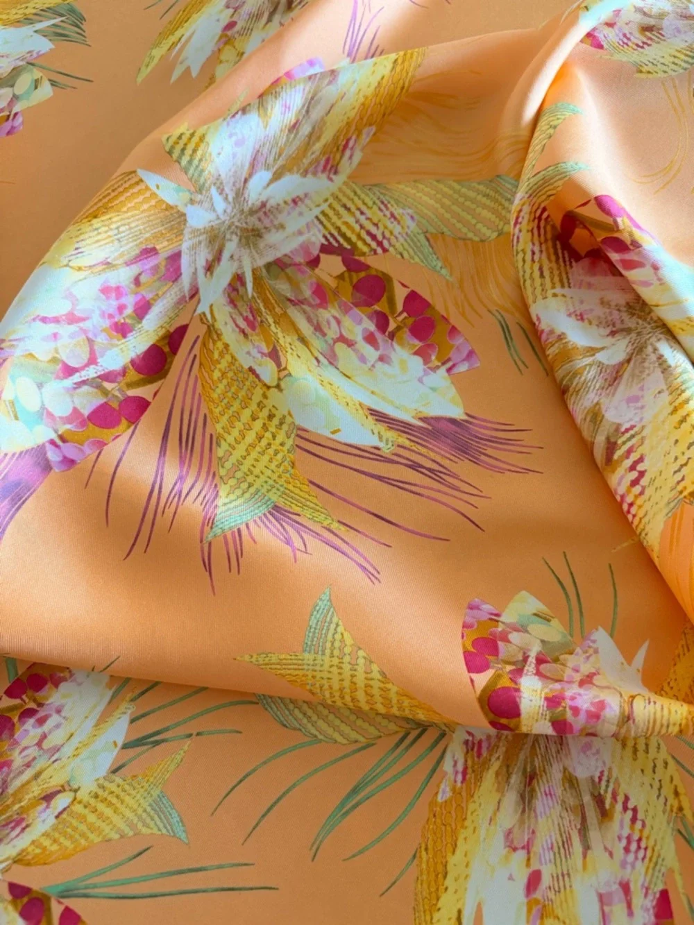 Salvatore Ferragamo Silk Scarf Orange Floral Print Square 34”